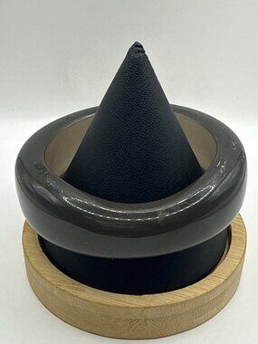 Vintage Chunky Black Resin Bangle Asymmetrical Modernist Statement Bracelet